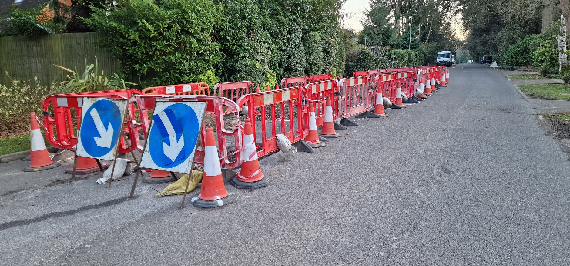 Road collapse and repair near Acorn Close